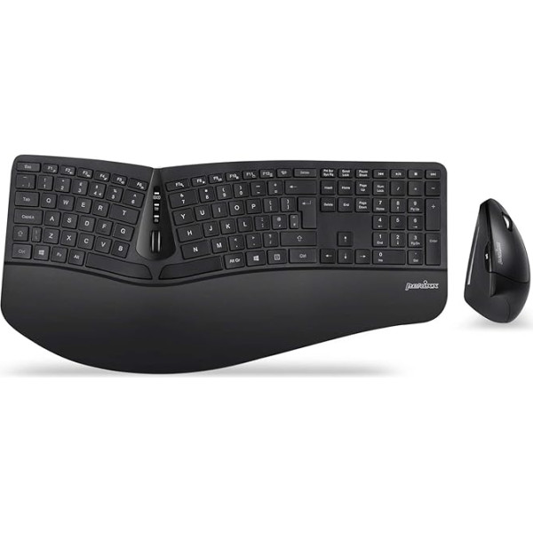 Perixx Periduo-605 bezvadu ergonomiska dalīta tastatūra un vertikāla pele, regulējams plaukstas balsts un membrānas taustiņi, britu QWERTY izkārtojums 11442