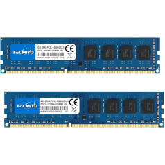 TECMIYO 16GB komplekts (2x8GB) DDR3 RAM 1600MHz PC3-12800U/PC3L-12800 DDR3L atmiņas RAM UDIMM CL11 1.35V/1.5V 240Pin Non-ECC Unbuffered 2RX8 Dual Rank Desktop Memory RAM modulis