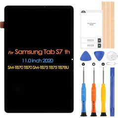 Samsung Galaxy Tab S7 T870 LCD displejs, Galaxy Tab S7 SM-T870, SM-T875, SM-T876B LCD skārienjūtīgā ekrāna digitālā bloka nomaiņa ar remonta komplektu (melns, 11.0