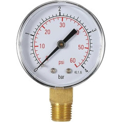 50mm 0 ~ 60psi 0 ~ 4bar Filter Wasserdruck Zifferblatt Hydraulikdruckmessgerät Meter Manometer 1/4 