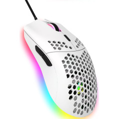 Vadu spēļu pele, 6 RGB apgaismojums, 6400 DPI, programmējama USB spēļu pele ar 6 pogām, ergonomisks Honeycomb apvalka dizains PC spēlētājiem, kā arī Xbox un PS4 lietotājiem