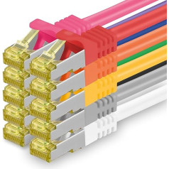 1CONN 10x 3,0 m CAT-7 Cat.7 tīkla kabelis, Ethernet, LAN un Patch kabelis RJ-45 SFTP 10GB/s - 10 krāsas