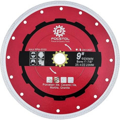 FOCSTOL dimanta griešanas disks - 230 mm flīžu griešanas disks porcelāna keramikas flīzēm marmors granīts kvarcs arbor 25,4 mm x 22,23 mm