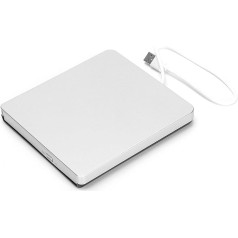 ciciglow ārējais DVD diskdzinis, USB 2.0 pārnēsājamais CD/DVD disks/DVD atskaņotājs klēpjdatoram, saderīgs ar Windows XP/Wind10/Vista/7/Linux/OS X (sudraba)