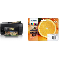 Epson Expression Premium XP-7100 3-in-1 daudzfunkciju printeris (skenēšana, kopēšana, WiFi, Ethernet), melna un oriģināla 33XL oranža tinte, 5 krāsu daudzpakete