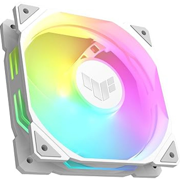 ASUS TUF Gaming TR120 ARGB Reverse Blade White korpusa ventilators (120 mm PWM PC ventilators, 2000 apgr./min, 2,75 mm H2O, 76,3 CFM gaisa plūsma, 16 individuāli adresējamas RGB LED, balts)