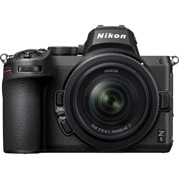 Nikon Z 5 bezspoguļa pilna kadra kamera ar Nikon 24-50 mm 1:4.0-6.3 VR un FTZ adapteri (24,3 MP, hibrīda autofokuss ar 273 mērīšanas laukiem, 5 asu attēla stabilizators, 4K UHD video, dubulta atmiņas kartes slots)