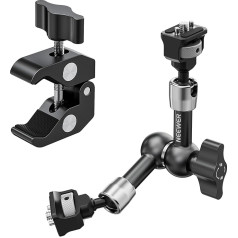 NEEWER 7 collu locītavas Magic Arm Clamp Mount, Super Clamp monitora stiprinājums, 1/4 collu 3/8 collu pozicionēšanas tapas un atveres DSLR darbības kameras video gaismai, saderīgs ar SmallRig Cage ST07C