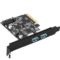 YABOANG PCIe to USB3.2 paplašināšanas karte, Dual USB-A PCIe 3.0 4X karte, USB3.2 GEN2 10Gbps PC karte, saderīga ar WIN8/WIN10/WIN7-ASM3142