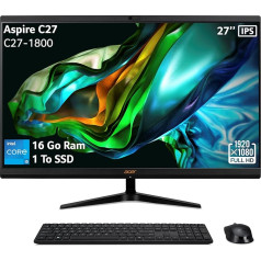 Acer Aspire C27-1800 All-in-One PC 27 collu Full HD IPS (Intel Core i5-12450H, 16GB RAM, 1TB SSD, Intel UHD Graphics, Windows 11 Family), universālais dators, melna krāsa