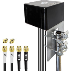 Maswell 5G antena, 2X2 MIMO 5G + 2X2 MIMO WiFi 6 āra, Omni 600-8000MHz āra antena WiFi 6E WiFi 7 Cellular 5G 4G+ LTE-A, LMR195 ekvivalents SMA spraudnis RP-SMA