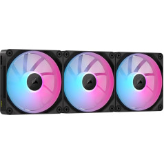 CORSAIR iCUE LINK LX120 RGB 120 mm PWM ventilatoru trīskāršais komplekts - Divas gaismas cilpas - Ietver iCUE LINK sistēmas centru - CORSAIR AirGuide tehnoloģija - Melns