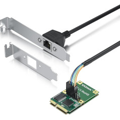 Mini PCIe 1G Gigabit Ethernet tīkla karte (Intel I210AT), 30 cm kabeļa garums