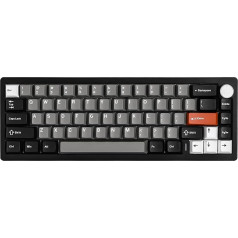 YUNZII AL68 bezvadu mehāniskās klaviatūras 60%, QMK/VIA alumīnija tastatūra, karsti maināma pielāgota tastatūra ar pogu, blīvējuma konstrukcija, RGB aizmugurgaismota spēļu tastatūra (melna, piena v2 slēdzis)