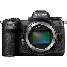 Nikon Z6III korpuss (daļēji salikts CMOS sensors, 6k RAW video, līdz 120 kadriem sekundē, elektriskais skatu meklētājs (5,7 MP), monitora slīpums un rotācija, līdz -10 grādiem)