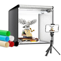 Fotostudijas komplekts Photobox 50 x 50 x 50 cm, Sunowl pārnēsājama fotostudijas gaismas telts ar 84 LED regulējamu gaismu, profesionāla gaismas kastes foto kastīte ar 6 PVC foniem rotaslietām un izstrādājumiem