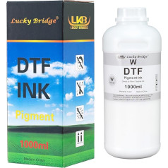 Lucky Bridge DTF Ink 1000 ml White Premium Pigment Ink for PET Films Thermal Transfer Refill Ink for All Epson DTF Printers with Print Heads such as DX5 DX7 5113 XP600 I3200 etc. (1000 ml W) DE