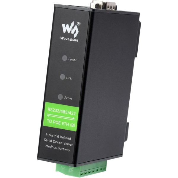 Waveshare Rail-Mount Serial Server RS232/485/422 uz RJ45 Ethernet modulis POE funkcija TCP/IP uz seriālo atbalsta Modbus Gateway datu ieguvei IoT Gateway un inteliģento instrumentu uzraudzībai