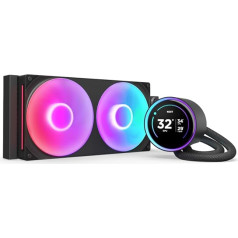 NZXT Kraken Elite 280 RGB - AIO CPU šķidruma dzesētājs - 280 mm radiators - F280 RGB Core ventilators - regulējams 2,72 collu IPS LCD displejs - Turbīna sūknis - Intel LGA 1700, 1200/115X, 1851 - AMD AM5, AM4 - melns