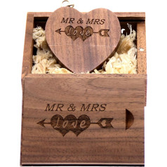 LXSINO 32GB Wooden USB Flash Drive with Laser Engraved Mr & Mrs Design - 32GB Heart Shape Wooden USB Flash Drive USB Flash Drive USB Flash Drive USB Flash Drive with Box for Wedding