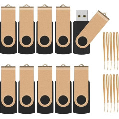 TEWENE USB Stick 8GB Pack of 10 with Lanyards Rotating Foldable USB 2.0 Memory Stick 8GB Memory Stick Pendrive USB Flash Drive (8GB, Pack of 10) Gold