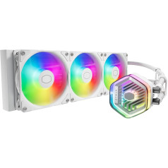 Cooler Master MasterLiquid Atmos 360 White CPU Water Cooler - AIO водяное охлаждение, двухкамерная помпа, предустановленные вентиляторы Sickleflow 120 Edge, адресный Gen 2 RGB, LGA1700 