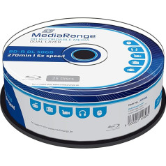 MediaRange BD-R Dual Layer 50GB 6-fache Schreibgeschwindigkeit, 25er Cakebox