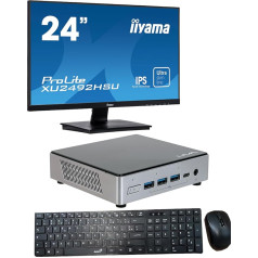 YNISEK Mini PC i7-10510U 16GB 2TB M.2 SSD + 24P displejs + tastatūra + pele bez OS