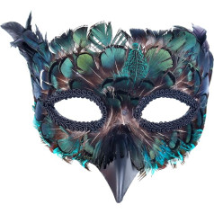 Cranight Venēciešu maska Sievietes Vīrieši Maskarāde maska Melna spalvu maska Raven maska karnevālam Fancy Dress Halloween Cosplay kostīmu aksesuāri