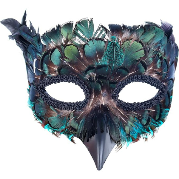 Cranight Venēciešu maska Sievietes Vīrieši Maskarāde maska Melna spalvu maska Raven maska karnevālam Fancy Dress Halloween Cosplay kostīmu aksesuāri