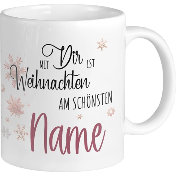 GRAZDesign Weihnachtstasse mit Namen Spruch Mit dir ist Weihnachten am Schönsten, Namenstasse Kaffeetasse Keramik 330ml