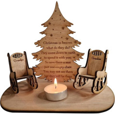 Personalisiert Schaukelstuhl Weihnachtsbaum Teelichthalter mit Kerze Weihnachtskerzen aus Holz Weihnachts Gedenk Ornament für Geschenk (2X krēsls)