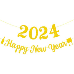 Joyeah Happy New Year Banner Happy New Year 2022 Bunting Dekorācijas, lielāks numurs 2022 Jaungada svinību zīmes piederumi 2022 Jaungada fons Jaungada dekorācijām