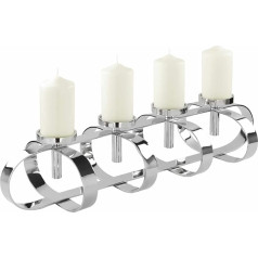 Fink GORDEN 158022 Pillar Candle Holder 4 spuldzes Alumīnija niķelēta sudraba krāsā Izmērs: Garums: 85 cm, Platums: 27 cm, Augstums: 18 cm, 158022, 85 x 27 x 18 cm.