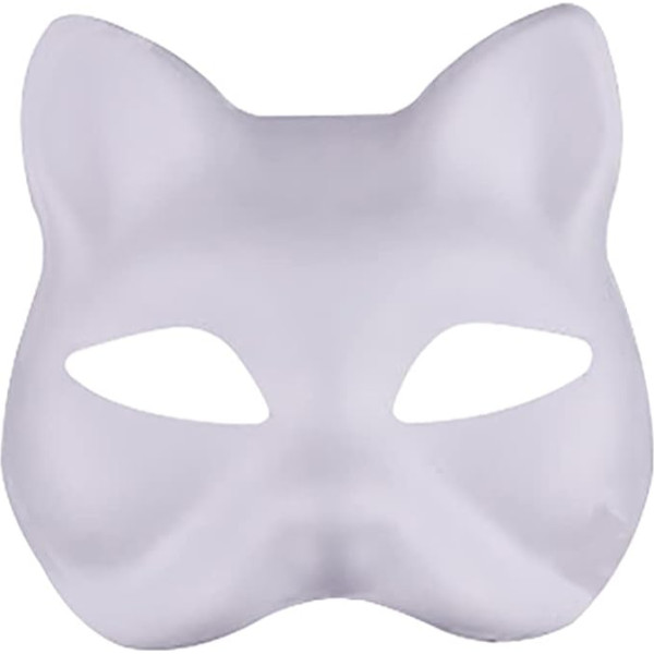 JIHUOO Pack of 3 DIY White Paper Mask Unpainted Cat Masks Fox Masks Mask Hand Painted Mask Carnival Masquerade Ball Party Mask Cosplay Costume Mask