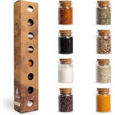 Simple Wood Gourmet Salts, sāls šķirnes no visas pasaules kā ideāls garšvielu dāvanu komplekts/Sāļu komplekts dāvanas no jūras sāls 8 x 25 g, 200 g, izdevums Purple