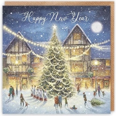 Hunts England Happy New Year Luxury Card - Ziemassvētku priekšvakarā - Laimīgu Jauno gadu - Milo's Gallery Collection - Vīriešiem, sievietēm, ģimenei, draugiem utt.