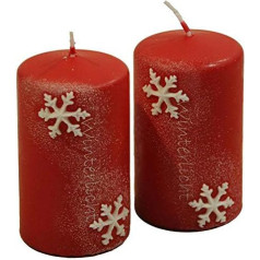 Skaistas Adventa sveces Ziemas gaisma - komplekts ar 2 svecēm - motīvs: sniegpārsliņa - vainaga sveces - Ziemassvētku sveces (rubīns, mazas: augstums 10 cm, diametrs 6 cm)