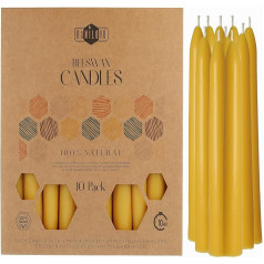 Danilovo Taper Candles Bišu vaska sveces 10 gab. - dabiskas, ilgtspējīgas, ilgi degošas bišu vaska sveces jebkurai svinībai un sveču turētājam - medus aromāta tīra bišu vaska sveces