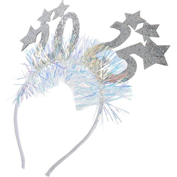 Toyvian 2025 Neujahrs-Tiara 2024 Neujahrs-Kopfbedeckung Stern Lametta Stirnband Happy New Year Stirnband Silvester Party Supplies Neujahr Kopf Boppers Silvester Party Favors Grün Silber