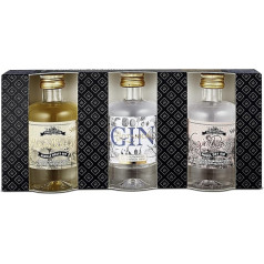 Wajos Gin Geschenkset mit 3 Gins (3x40ml) in Geschenk-Verpackung, Gin Probierset als Geschenk für Männer