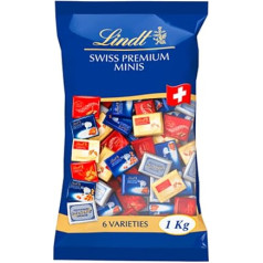 Lindt Schokolade Swiss Napolitains | 1 kg | Vollmilchschokoladen Mini Tafeln in den Sorten, Milch-Nuss, LINDOR Milch, Cresta, Weiß, Crémant | Großpackung | Schokoladengeschenk