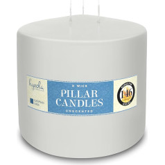 HYOOLA White Pillar Candles Large Three-Wick Candle - 15 x 15 cm - Nekoncentrētas lielas sveces - sveču degšanas laiks 146 stundas - Lielas sveces Ražots ES