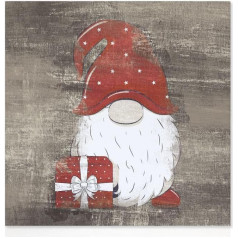 Declea Hanging Gnome Decor - izdruka uz audekla Ziemassvētku rotājums Ziemassvētku rotājums Sienas rotājums Ziemassvētku sezonai, 60 x 60 cm