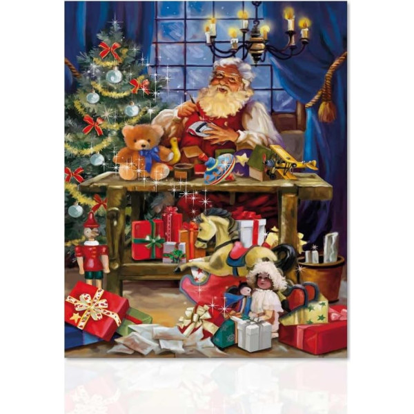 Moderner Druck zum Aufhängen an der Wand Santa Claus - Wandbild Weihnachtsdekoration Wanddekoration für Wohnzimmer Büro Weihnachten 40x50cm