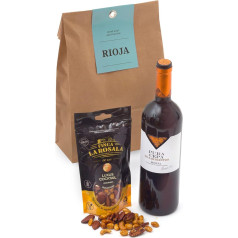 Geschenktüte RIOJA für Weinliebhaber - Edler Reserva-Rotwein D.O.C. Rioja und Gourmet-Nuss-Mischung aus Spanien