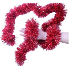 SinLaw Weihnachtsgirlanden,4pcs Weihnachten Lametta Girlande,Rot Tannengirlande,3m Lametta Weihnachtsbaum,Weihnachtsbaumschmuck Girlande für Weihnachtsbaum Weihnachtsfeier