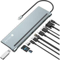 Док-станция для ноутбука usb-c к hdmi/dp/vga/usb-a/rj45/sd/usb-c pd