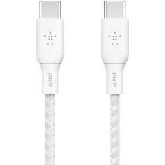 Pīts usb-c uz usb-c 100w kabelis 3m balts