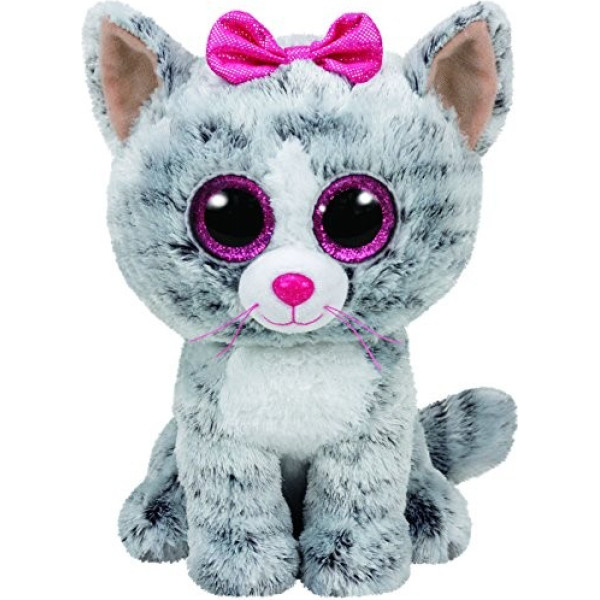 Ty beanie boos kiki talismans - pelēks kaķis, 15 cm